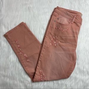 NWT Rewash Pink Embroidered Skinny Ankle Jeans